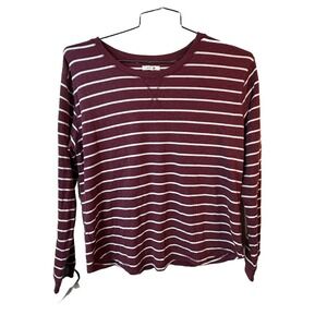 Maurice's women's Burgundy White‎ stripe pullover Thermal sweater Size Large